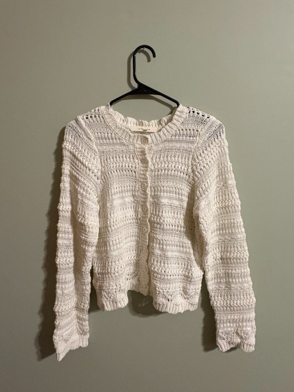 Willow + Root Off-White Crochet Open Knit Sweater XS